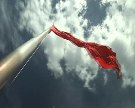 Red flags, chinese flag blue sky windy beijing Tianamen square  Stock Footage 313018