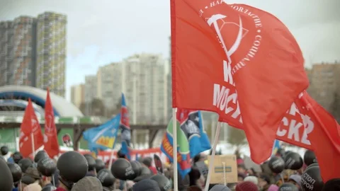 Red flags of the communist party Stock Footage 126511265