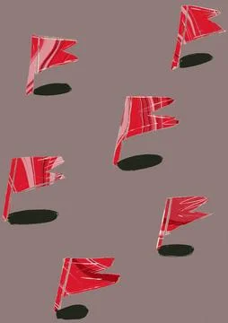 Red flags on a grey background with a shadow. Abuse, abusive relationships Illustrazione stock