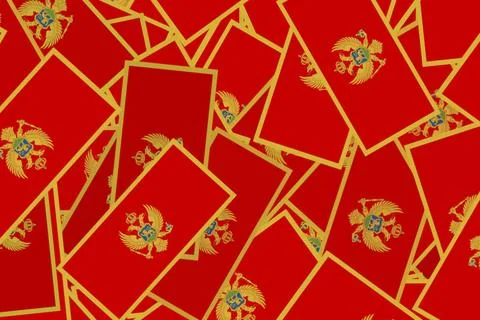 Red flags of Montenegro displayed on a surface Stock Illustration