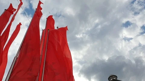 Red flags in Moscow Stock Footage 107531924