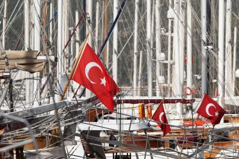 Red flags of Turkey Fotos Stock