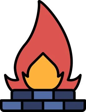 A red flame is drawn on a white background Stock Illustration