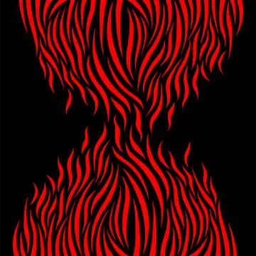 Red flame elements isolated on black background Stock Illustration