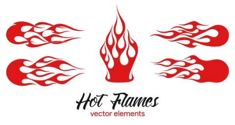 Red flame elements set Stock Illustration