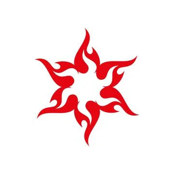 Red Flame Fire Flower Logo Template Illustration Design Stock Illustration
