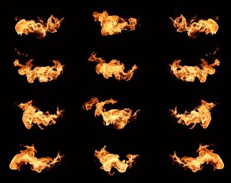 Red flames on a black background. Stock Photos