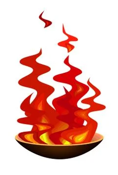Red flames in the bronze cauldron Stock Illustration