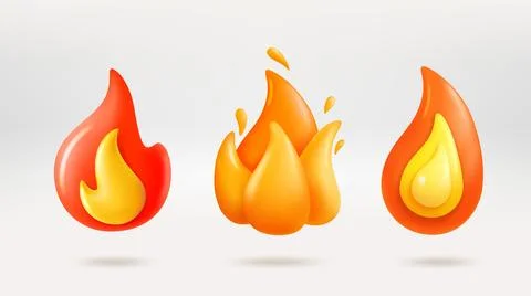 Red flames collection. 3d vector icons isolated on white background Stock-Illustration