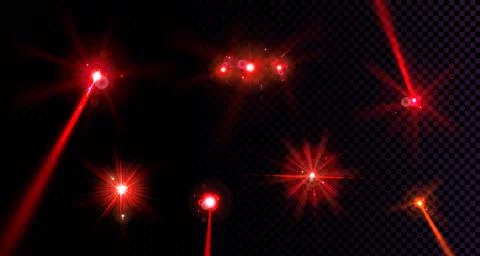 Red flare lights, glow flash beams, lens effect Stock Illustration