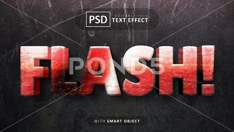 Red flash 3d text effect editable PSD 模板