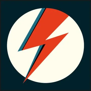 Red flash. Vector illustration with lightning in white circle for logo, poster Illustrazione stock