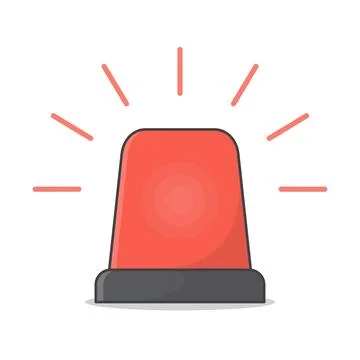 Red Flasher Siren Vector Icon Illustration. Emergency Siren Flat Icon イラスト素材