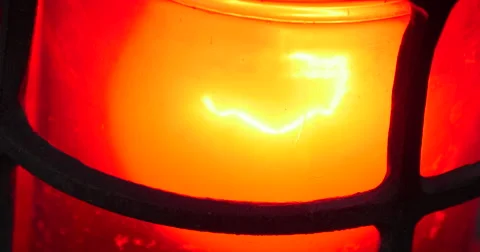  Red Flashing Warning Light Emergency Gate Super Close Up, 4K Stock Footage 68753265