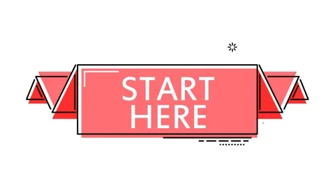 Red flat animation banner start here Stock Footage 102918866