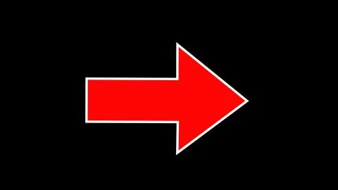 Red flat arrow on black background. Abstract directional arrow animation Stock Illustration