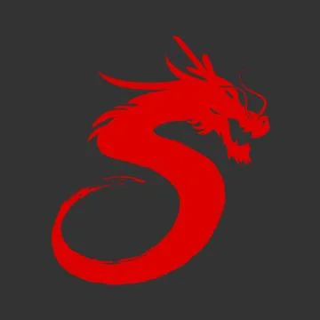 Red flat combination of 5 five with dragon logo design vector symbol Illustra Stock Illustration