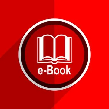 Red flat design book web modern icon Stock Illustration