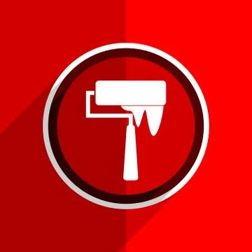 Red flat design brush web modern icon Stock Illustration