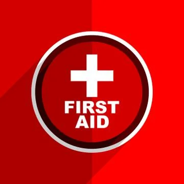 Red flat design first aid web modern icon Stock Illustration