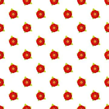 Red flat design flower seamless pattern on white background Stock Illustration