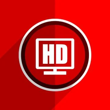 Red flat design hd display web modern icon Stock Illustration