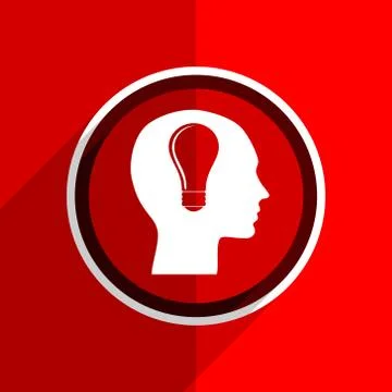 Red flat design head web modern icon Stock Illustration