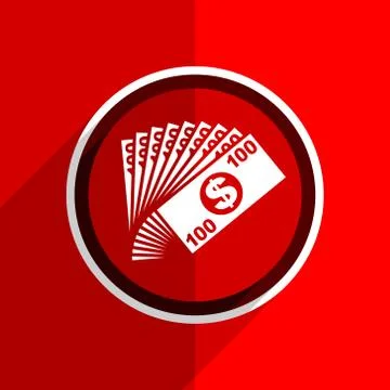 Red flat design money web modern icon Stock Illustration