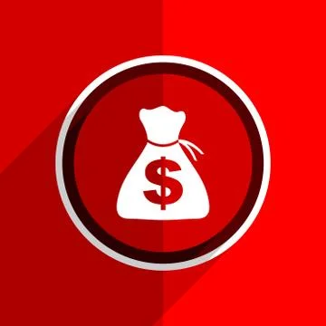 Red flat design money web modern icon Stock Illustration