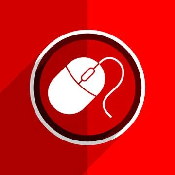 Red flat design mouse web modern icon 스톡 일러스트