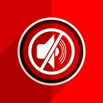 Red flat design mute web modern icon Stock Illustration