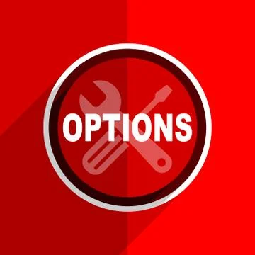 Red flat design options web modern icon Illustrazione stock