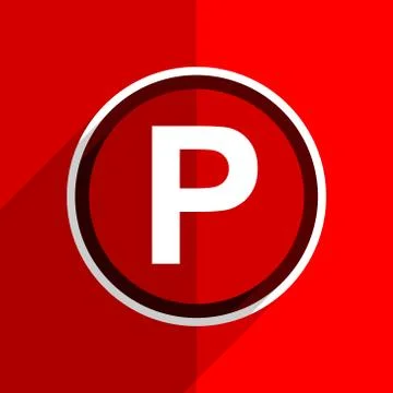 Red flat design parking web modern icon Stock Illustration