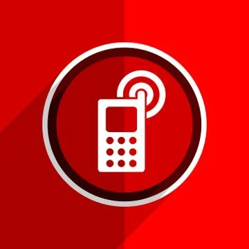 Red flat design phone web modern icon Stock Illustration