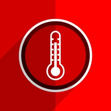 Red flat design thermometer web modern icon Stock Illustration
