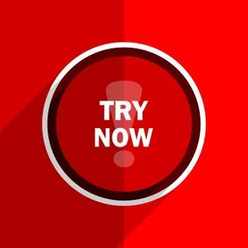 Red flat design try now web modern icon Stock Illustration