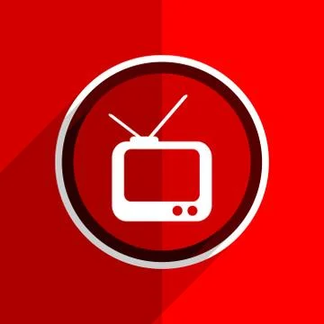 Red flat design tv web modern icon Stock Illustration