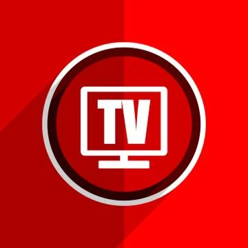 Red flat design tv web modern icon Stock Illustration