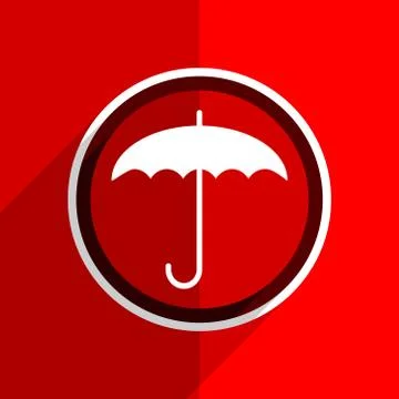 Red flat design umbrella web modern icon Stock Illustration