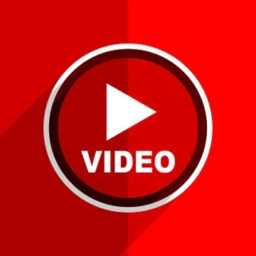 Red flat design video web modern icon Stock Illustration