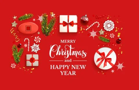 Red flat lay card Stock Illustration