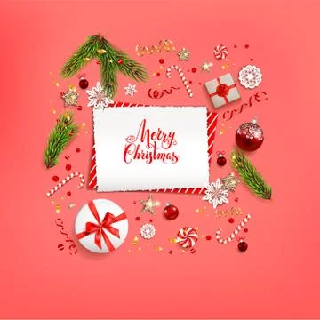 Red Flat lay Christmas Stockillustratie