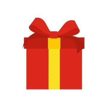 Red flat present box icon Stock Illustration