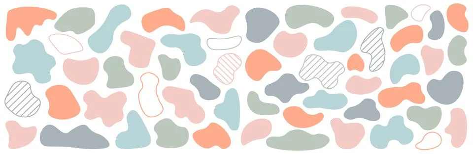 Red flat shape and green fluid blob, Stock Illustration