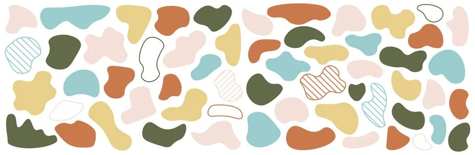 Red flat shape and green fluid blob, Stock Illustration