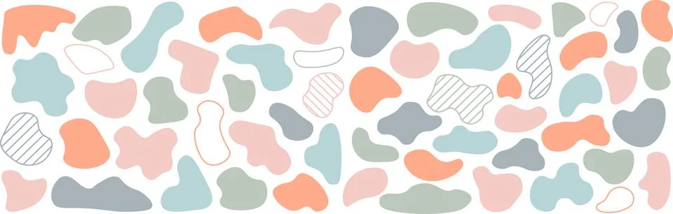 Red flat shape and green fluid blob, Stock Illustration
