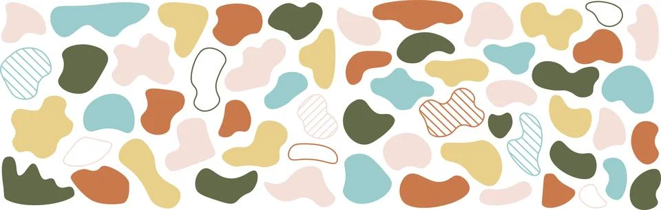 Red flat shape and green fluid blob, Stock Illustration