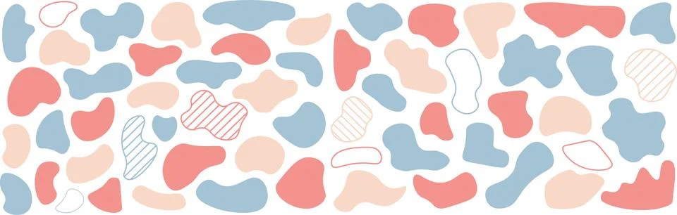 Red flat shape and green fluid blob, Stock Illustration