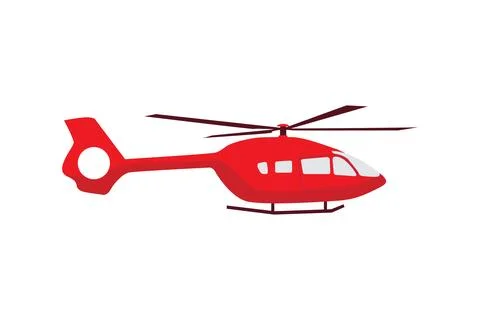 Red Flat Vector Helicopter Aviation Transport Icon Illustration Stock Illustration