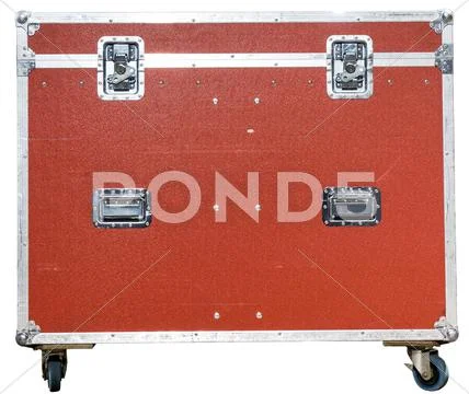 Red flight case for music or light equipment. white back ground. road tour Stock Photos